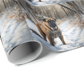 Bullmastiff laat het sneeuwen Kerstmis Cadeaupapier (Rol Hoek)