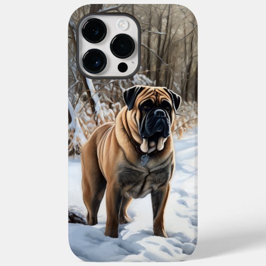Bullmastiff laat het sneeuwen Kerstmis Case-Mate iPhone Case (Achterkant)