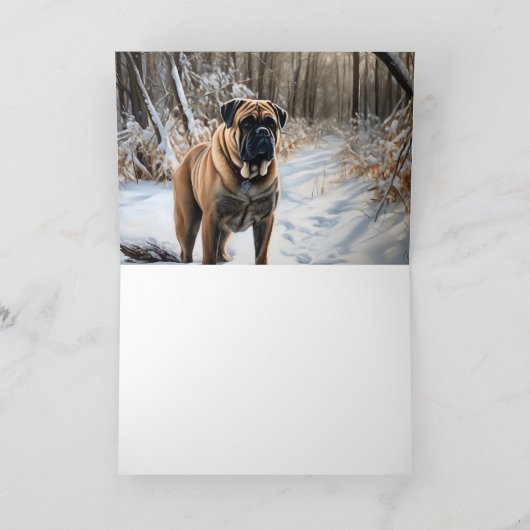 Bullmastiff laat het sneeuwen Kerstmis Kaart (Binnen)
