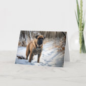 Bullmastiff laat het sneeuwen Kerstmis Kaart (Voorkant)