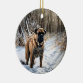 Bullmastiff laat het sneeuwen Kerstmis Keramisch Ornament (Rechts)
