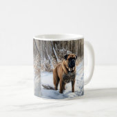Bullmastiff laat het sneeuwen Kerstmis Koffiemok (Voorkant rechts)