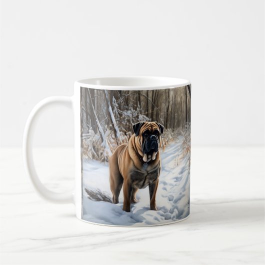 Bullmastiff laat het sneeuwen Kerstmis Koffiemok (Links)