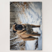 Bullmastiff laat het sneeuwen Kerstmis Legpuzzel (Verticaal)