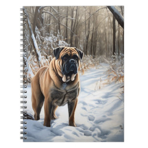 Bullmastiff laat het sneeuwen Kerstmis Notitieboek