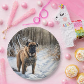 Bullmastiff laat het sneeuwen Kerstmis Papieren Bordje (Feest)