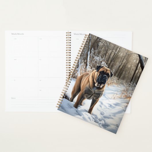 Bullmastiff laat het sneeuwen Kerstmis Planner (Display)