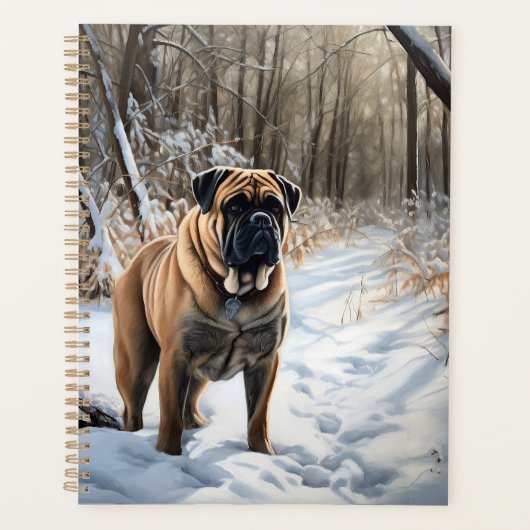 Bullmastiff laat het sneeuwen Kerstmis Planner (Voorkant)