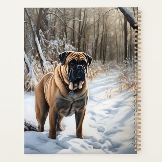 Bullmastiff laat het sneeuwen Kerstmis Planner (Achterkant)