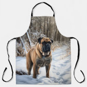 Bullmastiff laat het sneeuwen Kerstmis Schort (Voorkant)