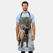 Bullmastiff laat het sneeuwen Kerstmis Schort (Gedragen)