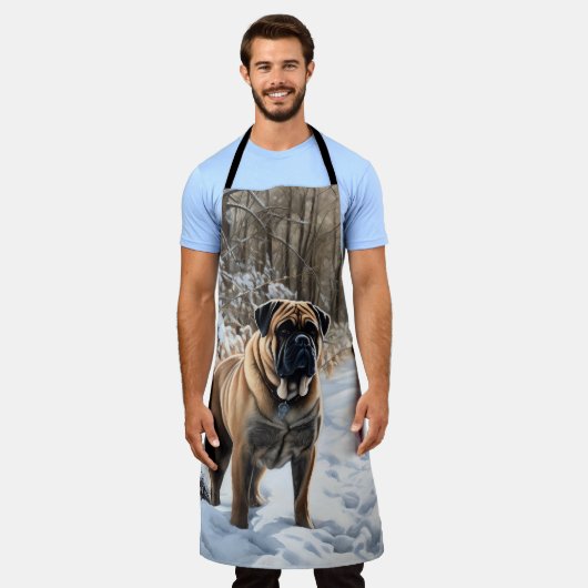 Bullmastiff laat het sneeuwen Kerstmis Schort (Gedragen)