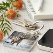 Bullmastiff laat het sneeuwen Kerstmis Sleutelhanger (Voorkant Rechts)