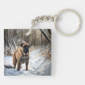 Bullmastiff laat het sneeuwen Kerstmis Sleutelhanger (Achterkant)