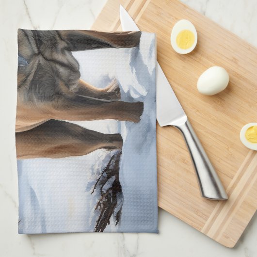 Bullmastiff laat het sneeuwen Kerstmis Theedoek (Quarter Fold)