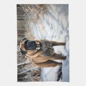 Bullmastiff laat het sneeuwen Kerstmis Theedoek (Verticaal)