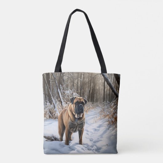 Bullmastiff laat het sneeuwen Kerstmis Tote Bag (Achterkant)