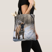 Bullmastiff laat het sneeuwen Kerstmis Tote Bag (Dichtbij)