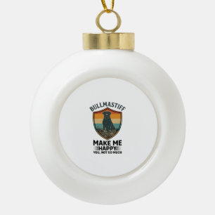 Bullmastiff Maak Me Gelukkig Hond Schild Retro Zon Keramische Bal Ornament