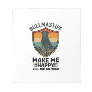 Bullmastiff Maak Me Gelukkig Hond Schild Retro Zon Notitieblok