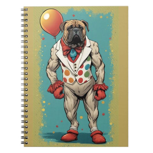 bullmastiff met ballon notitieboek (Voorkant)