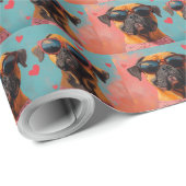 Bullmastiff met hart Rozen Valentijnsdag Cadeaupapier (Rol Hoek)