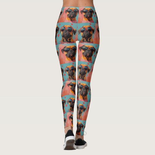 Bullmastiff met hart Rozen Valentijnsdag Leggings (Achterkant)