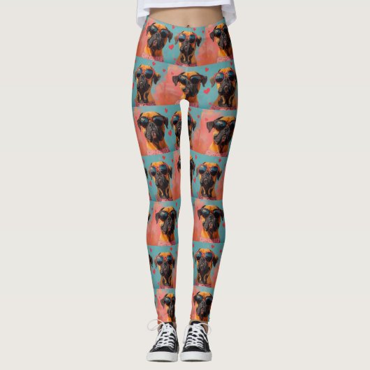 Bullmastiff met hart Rozen Valentijnsdag Leggings (Voorkant)