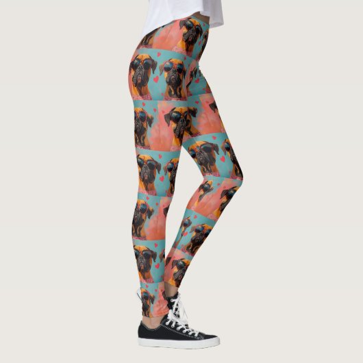 Bullmastiff met hart Rozen Valentijnsdag Leggings (Rechts)