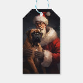 Bullmastiff met Kerstman Feestelijke Kerst Cadeaulabel (Achterkant)