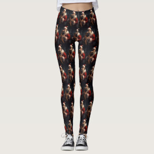 Bullmastiff met Kerstman Feestelijke Kerst Leggings