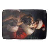 Bullmastiff met Kerstman Feestelijke Kerstmis Badmat (Voorkant)