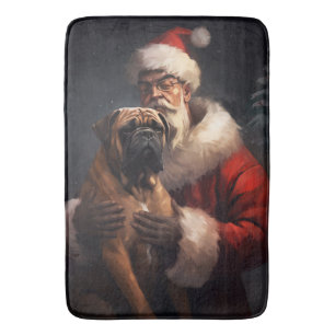 Bullmastiff met Kerstman Feestelijke Kerstmis Badmat