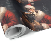 Bullmastiff met Kerstman Feestelijke Kerstmis Cadeaupapier (Rol Hoek)