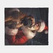 Bullmastiff met Kerstman Feestelijke Kerstmis Fleece Deken (Voorkant (Horizontaal))