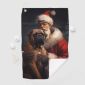 Bullmastiff met Kerstman Feestelijke Kerstmis Golfhanddoek (Insitu)