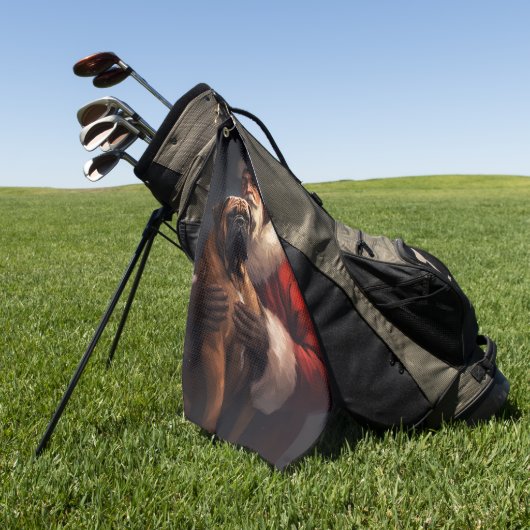 Bullmastiff met Kerstman Feestelijke Kerstmis Golfhanddoek (Groen)