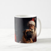Bullmastiff met Kerstman Feestelijke Kerstmis Koffiemok (Voorkant rechts)