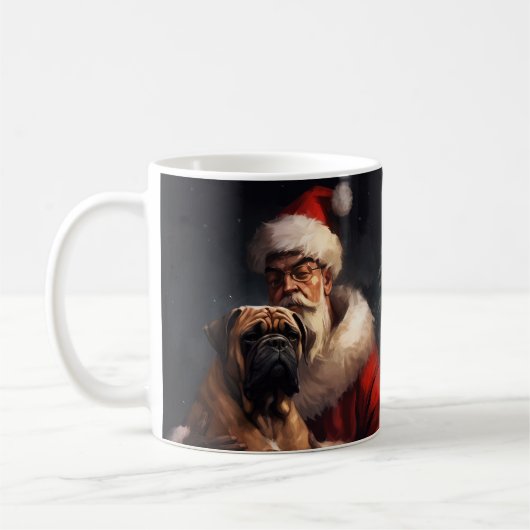 Bullmastiff met Kerstman Feestelijke Kerstmis Koffiemok (Links)