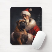 Bullmastiff met Kerstman Feestelijke Kerstmis Muismat (Met muis)