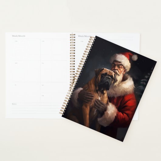 Bullmastiff met Kerstman Feestelijke Kerstmis Planner (Display)