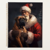 Bullmastiff met Kerstman Feestelijke Kerstmis Planner (Voorkant)