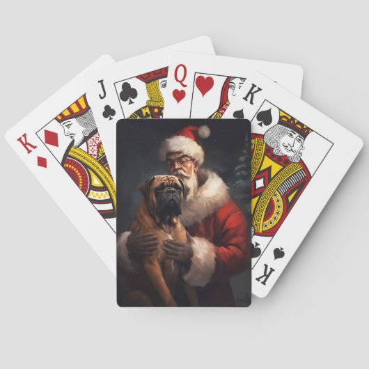 Bullmastiff met Kerstman Feestelijke Kerstmis Pokerkaarten (Achterkant)