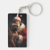 Bullmastiff met Kerstman Feestelijke Kerstmis Sleutelhanger (achterkant)