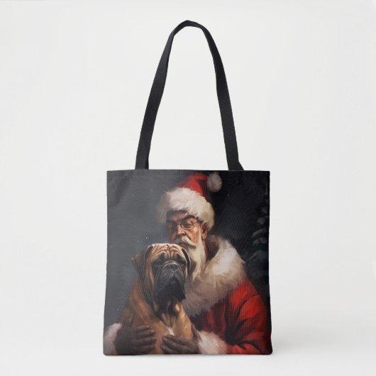 Bullmastiff met Kerstman Feestelijke Kerstmis Tote Bag (Voorkant)