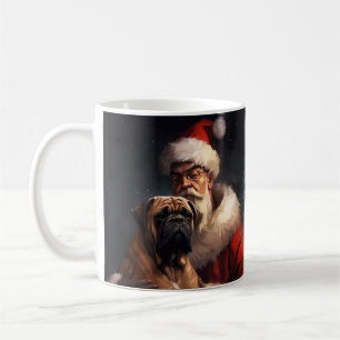 Bullmastiff met Kerstman Festieve Kerst  Koffiemok