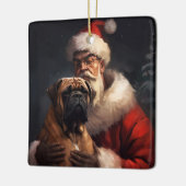 Bullmastiff met Sinterklaas Festive Kerstmis  Keramisch Ornament (Links)