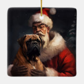 Bullmastiff met Sinterklaas Festive Kerstmis  Keramisch Ornament (Achterkant)