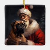 Bullmastiff met Sinterklaas Festive Kerstmis  Keramisch Ornament (Voorkant)