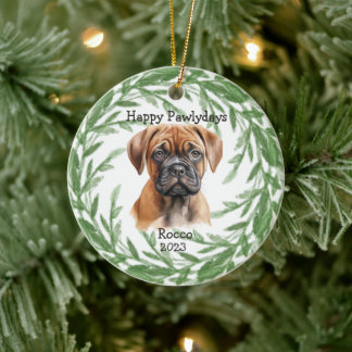Bullmastiff Monogram Huisdier Kerstversiering Keramisch Ornament